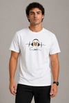 Erkek Müzik Temalı Baskılı Tişört Bisiklet Yaka Kısa Kol T-Shirt - Beyaz