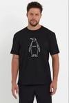 Erkek Nihilist Penguen Özel Tasarım Oversize Bisiklet Yaka Tişört - Siyah