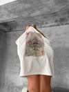 Erkek Ön Ve Arka Baskılı Oversize Bisiklet Yaka T-shirt - Beyaz