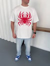 Erkek Örümcek Baskılı Tişört Kısa Kollu Bisiklet Yaka T-Shirt - Beyaz