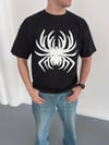 Erkek Örümcek Baskılı Tişört Kısa Kollu Bisiklet Yaka T-Shirt - Siyah