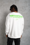 Erkek Oversize Sweatshirt – Beyaz Renk  Ön Ve Sırt Baskılı, Üç İplik İçi Pamuklu Kumaş, Rahat Kalıp, Ribanalı Kışlık Sweat  Winagain Polizei Serisi - Beyaz