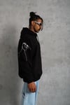Erkek Oversize Üç İplik Kapüşonlu Sweatshirt – Siyah “Don’t Be Terrified” Ön, Sırt Ve Kol Baskılı, Kanguru Cepli, Ribanalı Rahat Model- Siyah