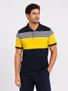 Erkek Pike Kumaş Çizgili Polo Yaka Tişört Kısa Kol Yazlık T-Shirt - Lacivert