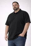 Erkek Pike Kumaş Düğmeli Yaka Battal Büyük Beden Günlük Kısa Kol Tişört T-shirt - Siyah