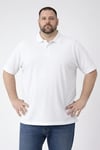 Erkek Pike Kumaş Düğmeli Yaka Battal Büyük Beden Günlük Kısa Kol Tişört T-shirt - Beyaz