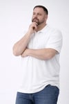 Erkek Pike Kumaş Düğmeli Yaka Battal Büyük Beden Günlük Kısa Kol Tişört T-shirt - Beyaz