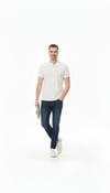Erkek Pike Kumaş Düğmeli Yaka Regular Fit Günlük Kısa Kol Tişört T-shirt - Beyaz
