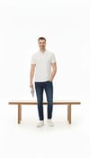 Erkek Pike Kumaş Düğmeli Yaka Regular Fit Günlük Kısa Kol Tişört T-shirt - Beyaz