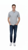 Erkek Pike Kumaş Düğmeli Yaka Regular Fit Günlük Kısa Kol Tişört T-shirt - Gri
