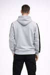 Erkek Şeritli Kapüşonlu Sweatshirt Oversize 3 Iplik Pamuklu - Beyaz