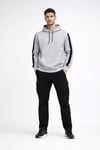 Erkek Şeritli Kapüşonlu Sweatshirt Oversize 3 Iplik Pamuklu - Beyaz