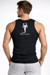 Erkek Spor Fitilli Atlet 2li Set Siyah Ve Beyaz Slim Fit Kaşkorse Arka Baskılı Spor Atlet