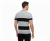 Erkek T-shirt Çizgili Triko Dokuma Kumaş Polo Yaka Yarım Fermuarlı Regular Kalıp Tişört - Gri