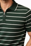 Erkek Triko Polo Yaka Fermuarlı Çizgili Tişört T-Shirt Yazlık Şık - Yeşil