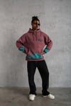 Erkek Üç İplik Içi Pamuklu Alev Baskılı Kapüşonlu Sweatshirt - Gül Kurusu