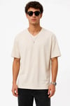 Erkek V Yaka Basic Tişört Kısa Kol Yazlık Regular Fit T-Shirt - Bej