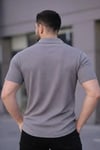 Erkek Waffle Kumaş Kısa Kollu Düğmeli Açık Yaka Regular Fit Gömlek - Gri