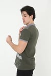 Erkek Yakalı Slim Fit Baskılı T-Shirt - Haki