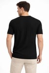 Erkek Yazlık Fitilli Triko Tişört Kısa Kol Bisiklet Yaka T-Shirt - Siyah