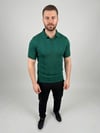 Erkek Yazlık Triko Dokuma Tişört Kısa Kol Polo Yaka T-Shirt - Koyu Yeşil