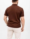 Erkek Yazlık Triko Tişört Kısa Kol Polo Yaka Düğmeli T-Shirt - Kahverengi