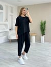 Kadın Kısa Kollu Bisiklet Yaka Viskon Iki Iplik Bluz Ve Pantolon Ikili Takım