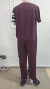 Kadın Kısa Kollu Bisiklet Yaka Zebra Desen Bluz Ve Pantolon Ikili Takım