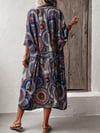 Kadın Kısa Kollu önü Açık Belden Kuşaklı Uzun Kimono