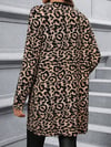 Kadın Uzun Kollu önü Açık Leopar Desenli Modal Ceket