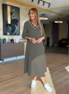 Kadın Uzun Kollu V Yakalı Midi çağla Yeşili Modal Elbise