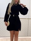 Kadın Uzun Kollu Yuvarlak Yakalı Kısa Triko Elbise