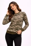 Kamuflaj Desenli 2 İplik 4 Mevsim Uzun Kollu Bisiklet Yaka Sweatshirt - Kamuflaj