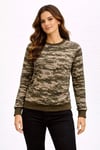 Kamuflaj Desenli 2 İplik 4 Mevsim Uzun Kollu Bisiklet Yaka Sweatshirt - Kamuflaj