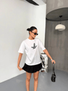 Kısa Kol Baskılı T-shirt - Beyaz