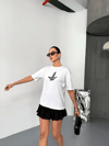 Kısa Kol Baskılı T-shirt - Beyaz
