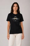 Müzik Temalı Baskılı Tişört Bisiklet Yaka Kısa Kol T-Shirt - Siyah