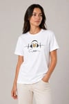 Müzik Temalı Baskılı Tişört Bisiklet Yaka Kısa Kol T-Shirt - Beyaz