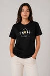Müzik Temalı Baskılı Tişört Bisiklet Yaka Kısa Kol T-Shirt - Siyah