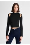 Omuz Dekolteli Crop Bluz – Siyah