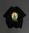 Ön Ve Arka Baskılı Oversize Bisiklet Yaka T-shirt- Siyah
