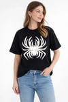 Örümcek Baskılı Tişört Kısa Kollu Bisiklet Yaka T-Shirt - Siyah