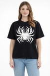 Örümcek Baskılı Tişört Kısa Kollu Bisiklet Yaka T-Shirt - Siyah