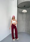 Osy Modal Yumuşak Dokulu Kumaş Nakış Işlemeli Rahat Bol Paça Eşofman Pantalon - Bordo