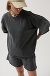 Oversize Lazer Kesim Bisiklet Yaka T-Shirt