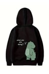 Sevgililer Günü Özel Unisex Kapüşonlu Baskılı Oversize Sweatshirt - Siyah