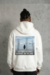 Siyah Oversize Hoodie - Sırt Baskılı Survivor Penguin Temalı, Felsefi Yazılı Kapüşonlu Sweatshirt - Beyaz
