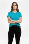 T-Shirt Bisiklet Yaka Slim Fit Likralı Tişört Günlük Basic Body - Turkuvaz