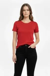 T-Shirt Bisiklet Yaka Slim Fit Likralı Tişört Günlük Basic Body - Kırmızı