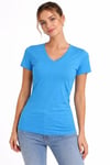 T-Shirt V Yaka Slim Fit Likralı Tişört Günlük Basic Body - Açık Mavi